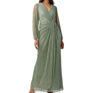 Adrianna Papell Metallic Ruched Gown